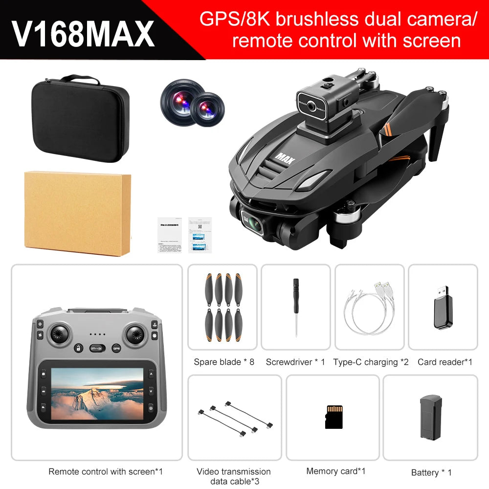 V168 Pro MAX GPS Drone 8K Professional HD Camera 5G WIFI FPV 360°