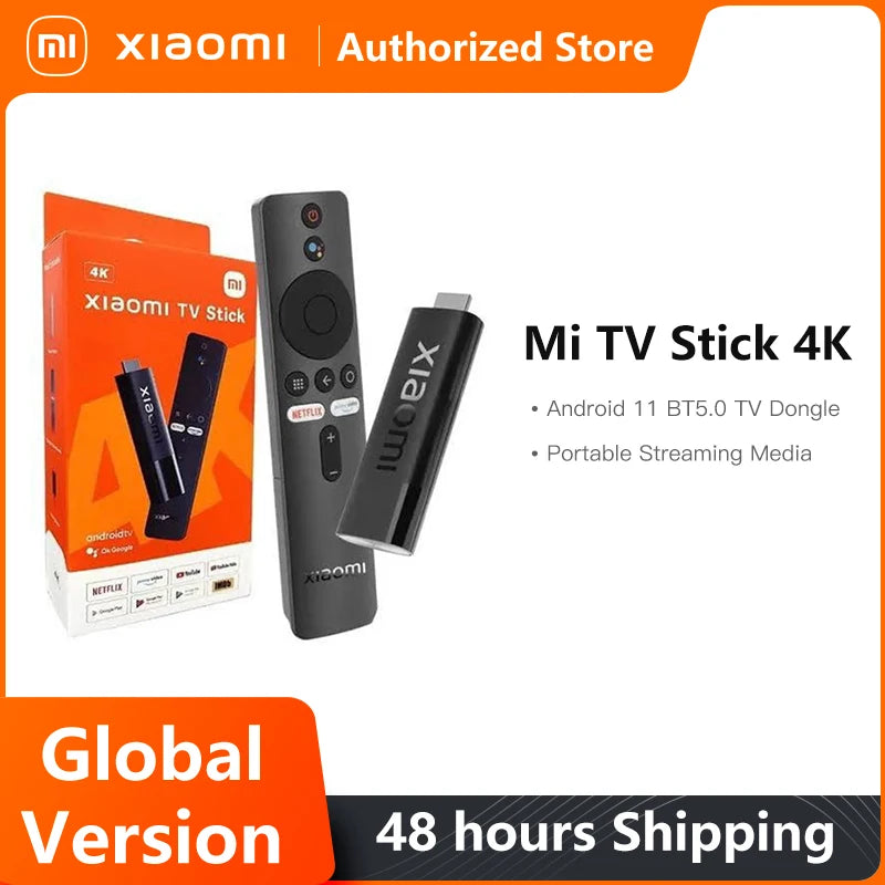 Xiaomi Mi TV Stick 4K Android 11 BT5.0 TV Dongle Portable Streaming Media Multi Language