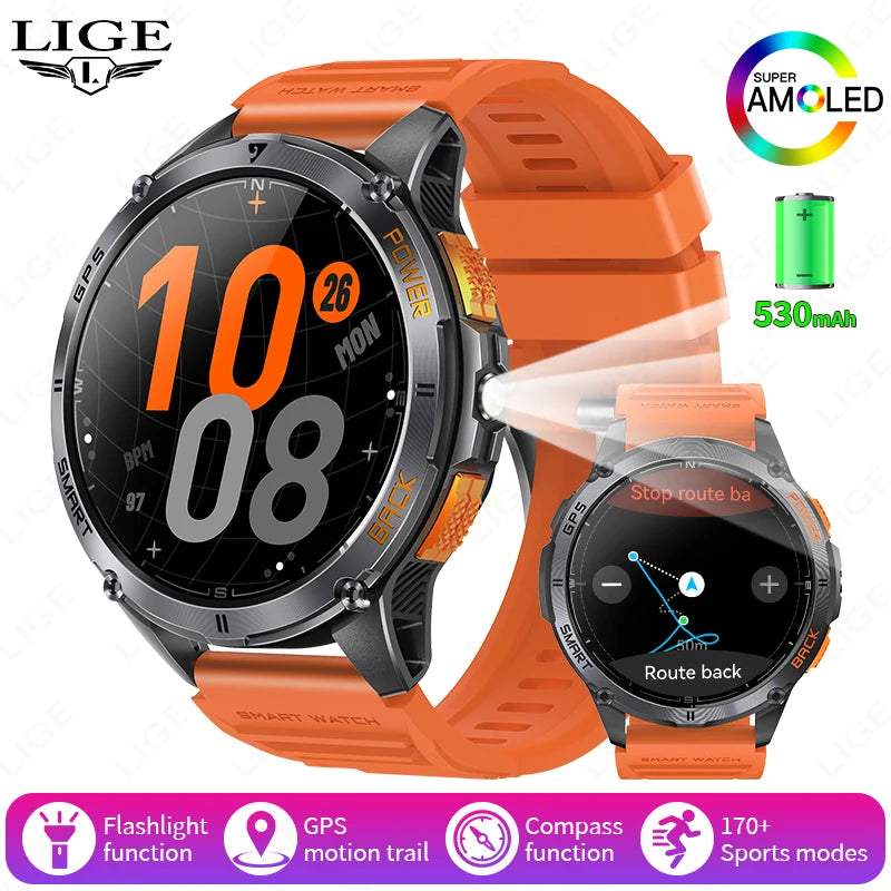 GPS Smart Watch Premium Military Outdoor Altimeter Barometer AMOLED Screen Built-in GPS & Compass Sports New Smartwatch Men