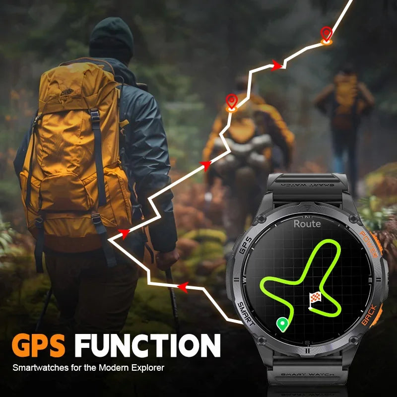 GPS Smart Watch Premium Military Outdoor Altimeter Barometer AMOLED Screen Built-in GPS & Compass Sports New Smartwatch Men