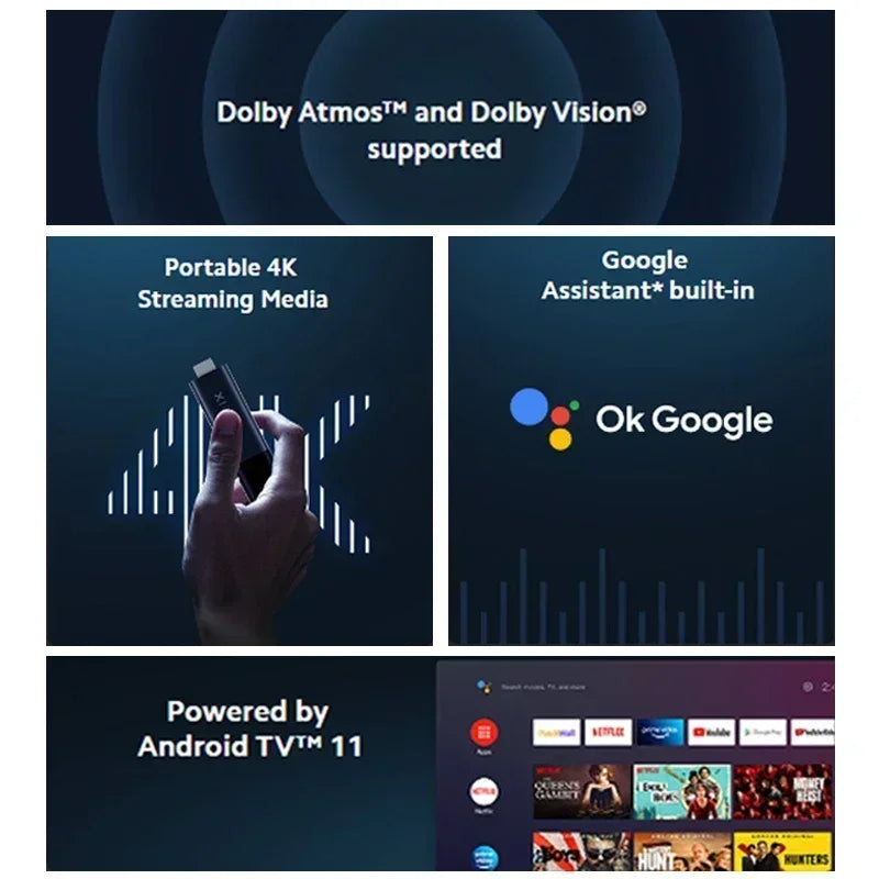 Xiaomi Mi TV Stick 4K Android 11 BT5.0 TV Dongle Portable Streaming Media Multi Language