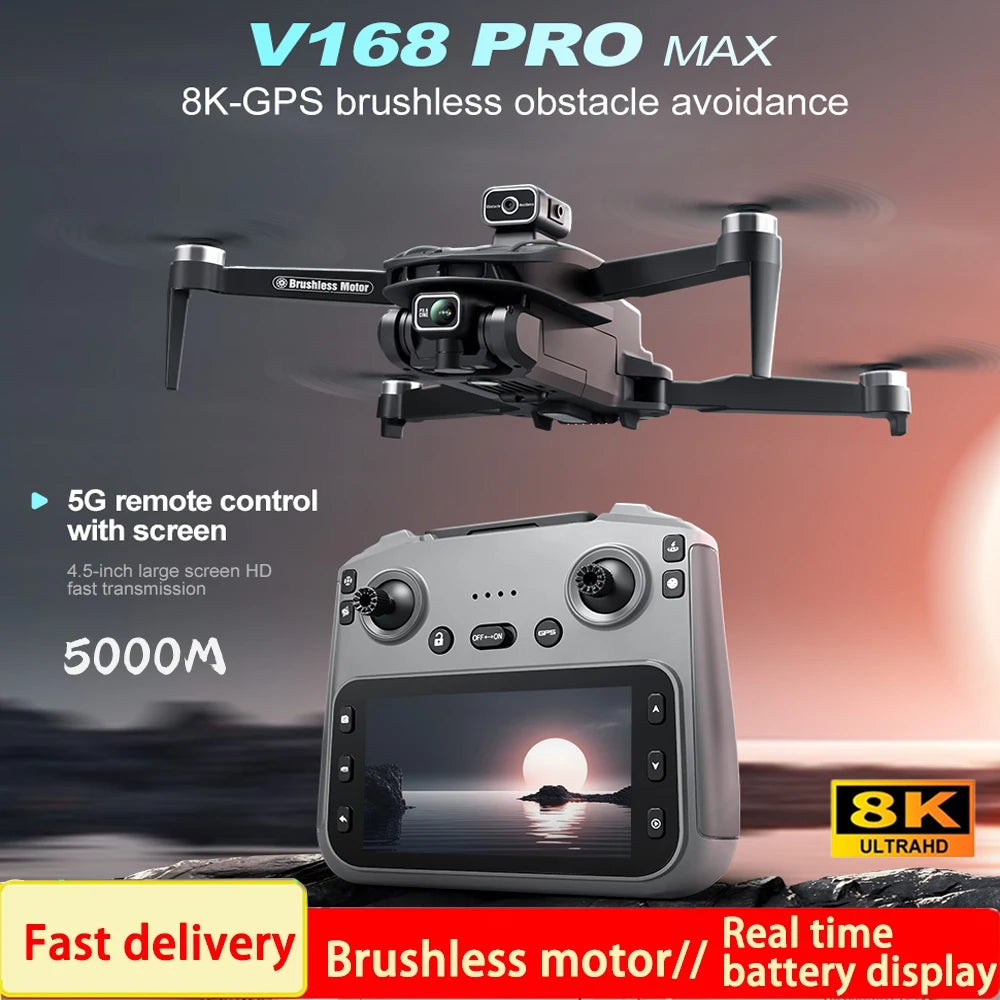 V168 Pro MAX GPS Drone 8K Professional HD Camera 5G WIFI FPV 360°